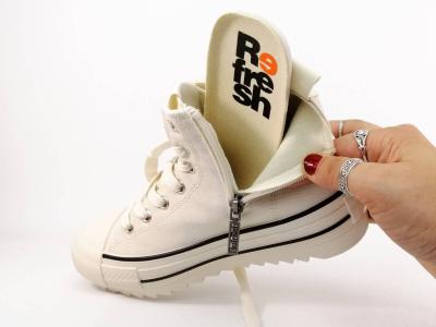 Basket montante femme toile beige destockage REFRESH 172200 confortable et tendance