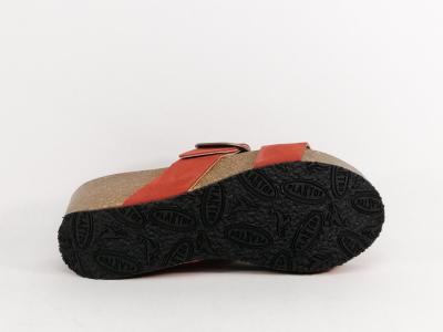 Mule compensée femme confortable cuir terracota PLAKTON so rock fabrication Espagne