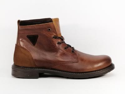 Bottine homme cuir camel de qualité souple et confortable avec fermeture éclair ORLAND 24146