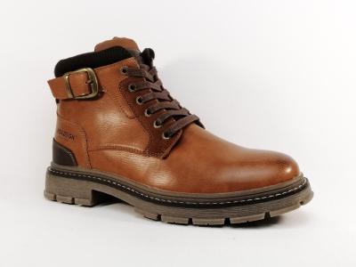Bottines homme marron pas cher  lacets et zip confortable et tendance ROADSIGN Falista