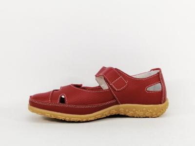Babies femme cuir rouge souple et confortable à pas cher SUREDELLE 7995 pieds sensibles