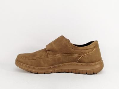 Chaussure homme à scratch pas cher confortable pour pieds larges SWEET'R jacek camel