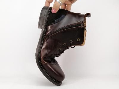 Bottine homme chic cuir marron de qualité ORLAND 25113 souple et confort double zip et lacets