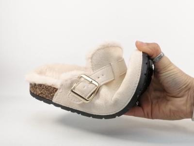 Sabot fourré femme beige chaud et tendance à pas cher CHIC SHOES R116
