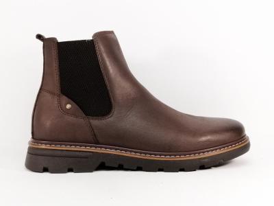 Boots homme cuir marron de qualité avec fermeture éclair ORLAND 24128 chelsea confortable et souple