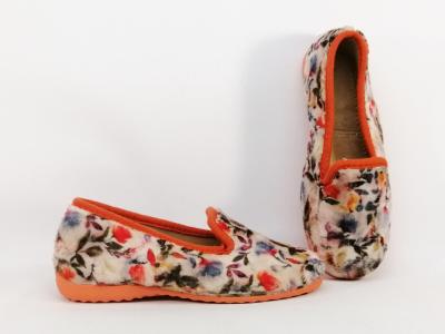 Pantoufles femme originales et chic velours fleuris orange SOCA 0318 naranja