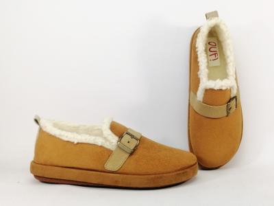 Pantoufles femme originales et confortables camel fourres OUF! tiche chausson de qualit