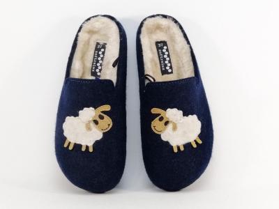 Pantoufles femme originales mouton fourres  pas cher SUPREMO SOFTRELAX 7420990505 marine