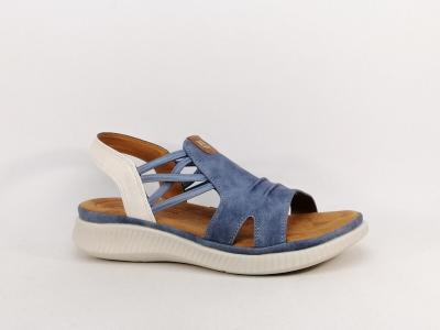 Sandale femme à élastiques confortable bleu jean semelle mémoire de forme ROMIKA 74R009200800