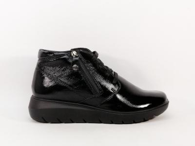 Chaussures confort femme pieds sensibles et larges cuir souple noir vernis destockage IMAC 455860