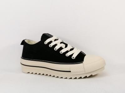 Basket femme toile noire confortable et tendance destockage REFRESH 172199