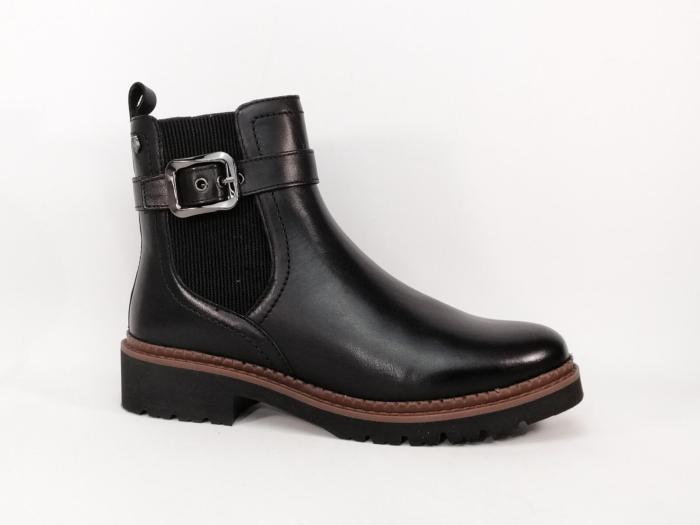 Bottines noires femme à talon cuir souple confortable tendance destockage CARMELA 162491 à pas cher
