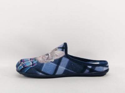 Chaussons femme motif chat originaux chauds et confortables velours bleu CHIC & RELAX ratus