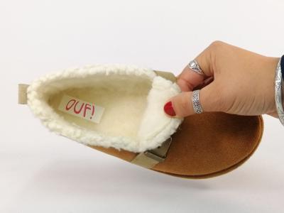 Pantoufles femme originales et confortables camel fourrées OUF! tiche chausson de qualité