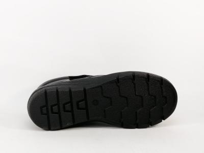 Bottines femme pieds larges et sensibles grand confort cuir noir souple à scratch AYOKA dula