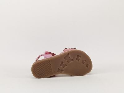 Sandale en cuir rose à velcro destockage MOD8 Parlotte pour fille
