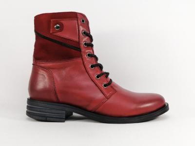 Bottine femme cuir souple rouge confortable ORLAND 24149 fabrication Portugal