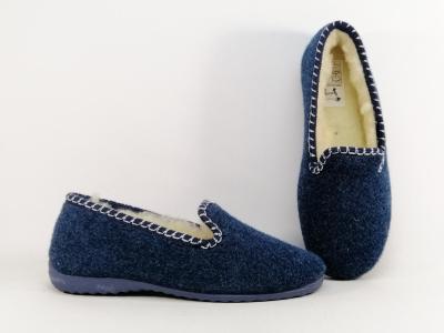 Pantoufle chaude femme fourre laine SOCA 0340-940 bleu fabrication Espagne !