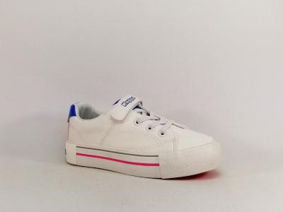 Basket fille tendance blanche scratch et élastique destockage KAPPA logo tudy à pas cher