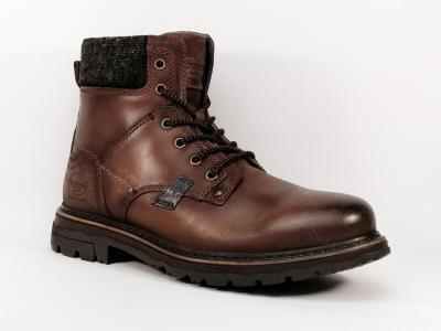 Boots homme cuir marron montante  lacets zip destockage DOCKERS 51GL001
