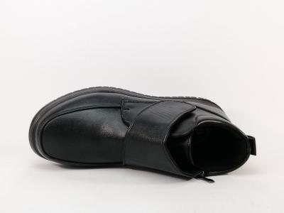 Chaussures montantes homme pas cher confortables noires à scratch SWEET'R gusteau pieds larges