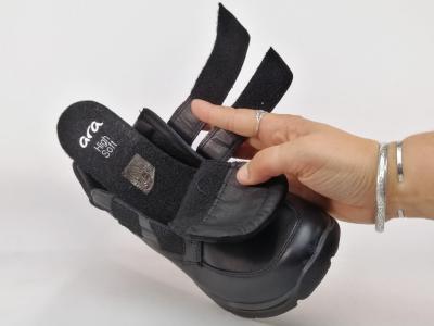 Chaussures montantes homme à scratch confort cuir noir souple destockage IMAC ARA 653905