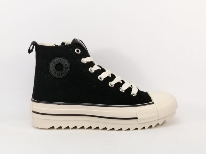 Basket montante femme toile noire destockage REFRESH 172200 confortable tendance