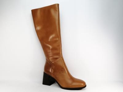 Botte femme cuir camel à talon chic GALERIES LAFAYETTE milly en destockage à pas cher