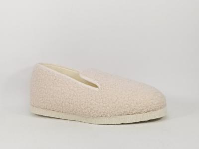 Charentaise femme made in France semelle feutre confort fourrée laine BOSSI charente blanc cassé