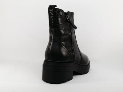 Bottine en cuir noir de qualité à talon CARMELA 68084 femme en destockage