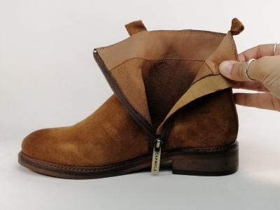 Bottines plates femme cuir nubuck camel confortable et souple destockage CARMELA 160930 CAMEL
