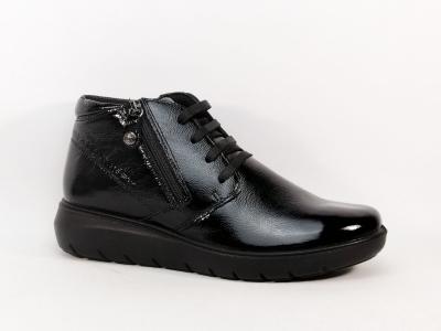 Chaussures confort femme pieds sensibles et larges cuir souple noir vernis destockage IMAC 455860