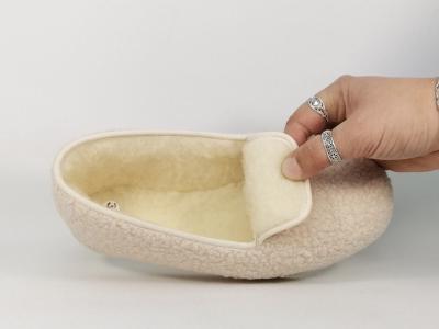 Charentaise femme made in France semelle feutre confort fourrée laine BOSSI charente blanc cassé
