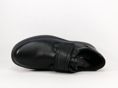 Chaussure homme pieds larges grand confort cuir noir à velcro destockage IMAC 251622 - 451249