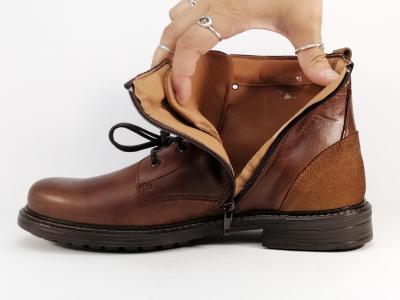 Bottine homme cuir camel de qualité souple et confortable avec fermeture éclair ORLAND 24146