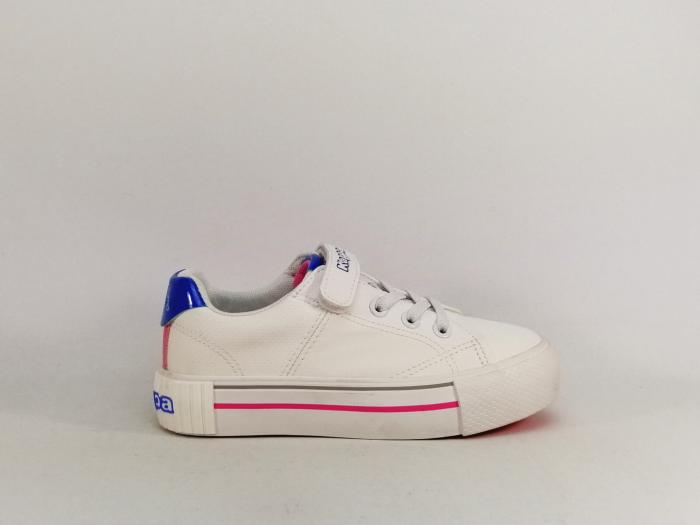 Basket fille tendance blanche scratch et élastique destockage KAPPA logo tudy à pas cher