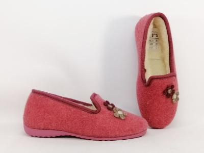 Chaussons chauds femme fourrs pure laine SOCA 0340 fresa rose souple