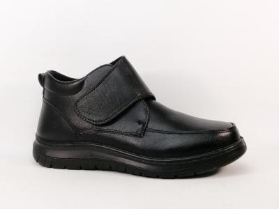 Chaussures montantes homme pas cher confortables noires à scratch SWEET'R gusteau pieds larges
