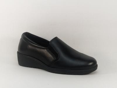 Mocassin compens femme confortable cuir souple noir MORAN'S cabano pieds sensibles