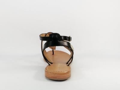 Sandale plate avec entre-doigt cuir noir destockage TROPEZIENNES harnox femme