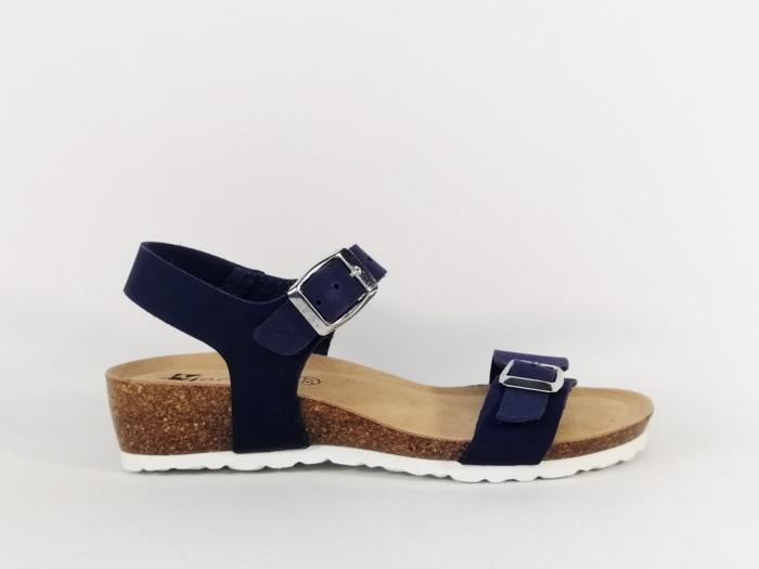 Sandale compensée femme semelle confort cuir marine à pas cher destockage MORAN'S jouty