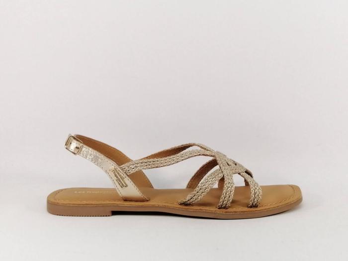 Sandale femme destockage TROPEZIENNES chomy à pas cher chic en cuir or