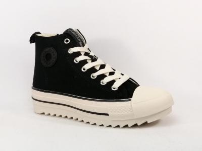 Basket montante femme toile noire destockage REFRESH 172200 confortable tendance