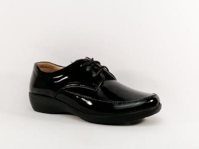 Derby femme vernis noir  pas cher souple et confortable intrieur cuir SWEET'R Colora