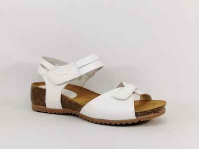 Sandale blanche femme cuir confort chic JORDANA 2942 fabrication Espagne  velcro