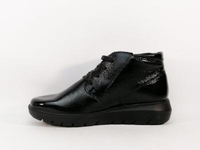 Chaussures confort femme pieds sensibles et larges cuir souple noir vernis destockage IMAC 455860