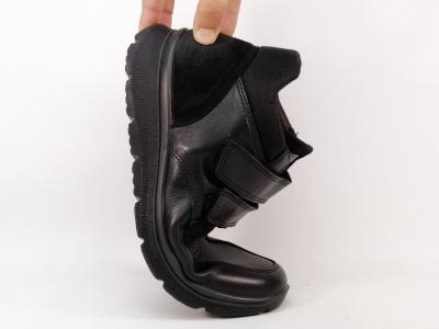 Chaussures montantes homme à scratch confort cuir noir souple destockage IMAC ARA 653905