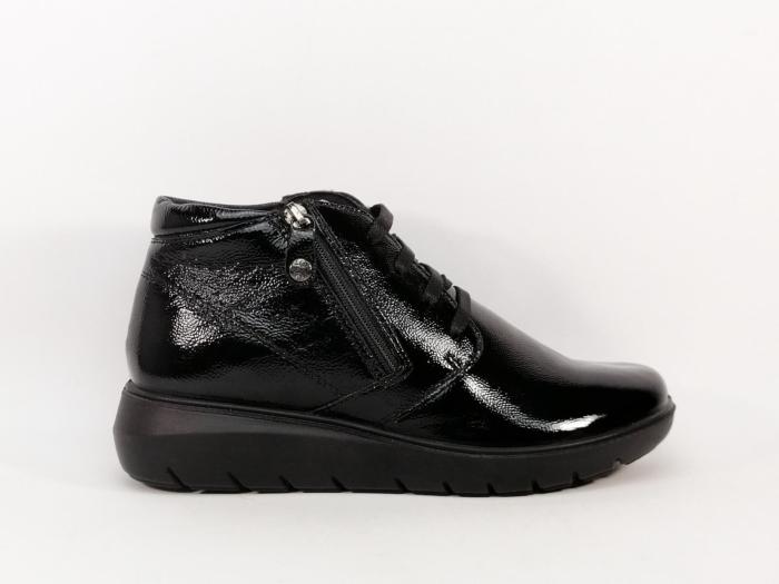 Chaussures confort femme pieds sensibles et larges cuir souple noir vernis destockage IMAC 455860