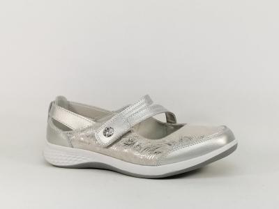 Chaussure t femme confortable babies cuir souple argent SWEET'R mapy