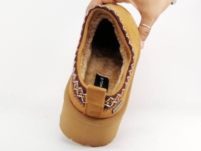 Mules fourrées femme plateforme camel tendance confortable à pas cher TOM TAILOR 8490220006